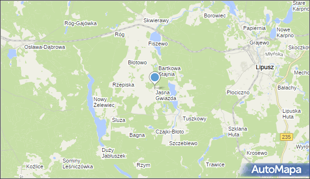 mapa Jasna Gwiazda, Jasna Gwiazda na mapie Targeo